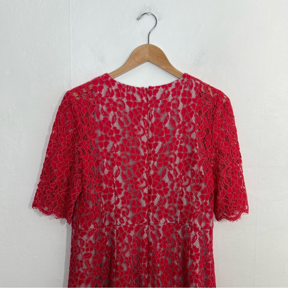 L.K. Bennett Wardour Pencil Pink Lace Overlay Size 12 - Picture 12 of 15